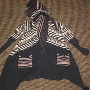 Merino wool striped hooded sweater